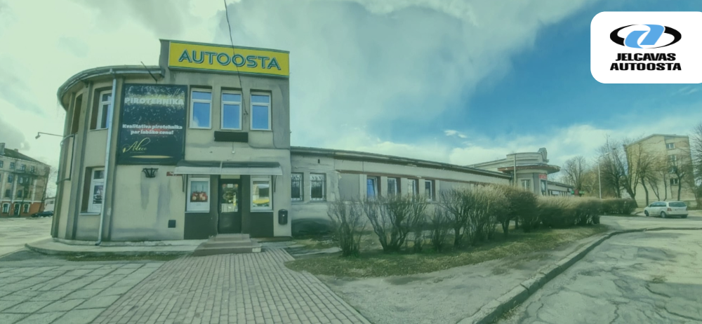 Attēls kurā redzams Rīgas autoostas logo un Rīgas autoostas ēka